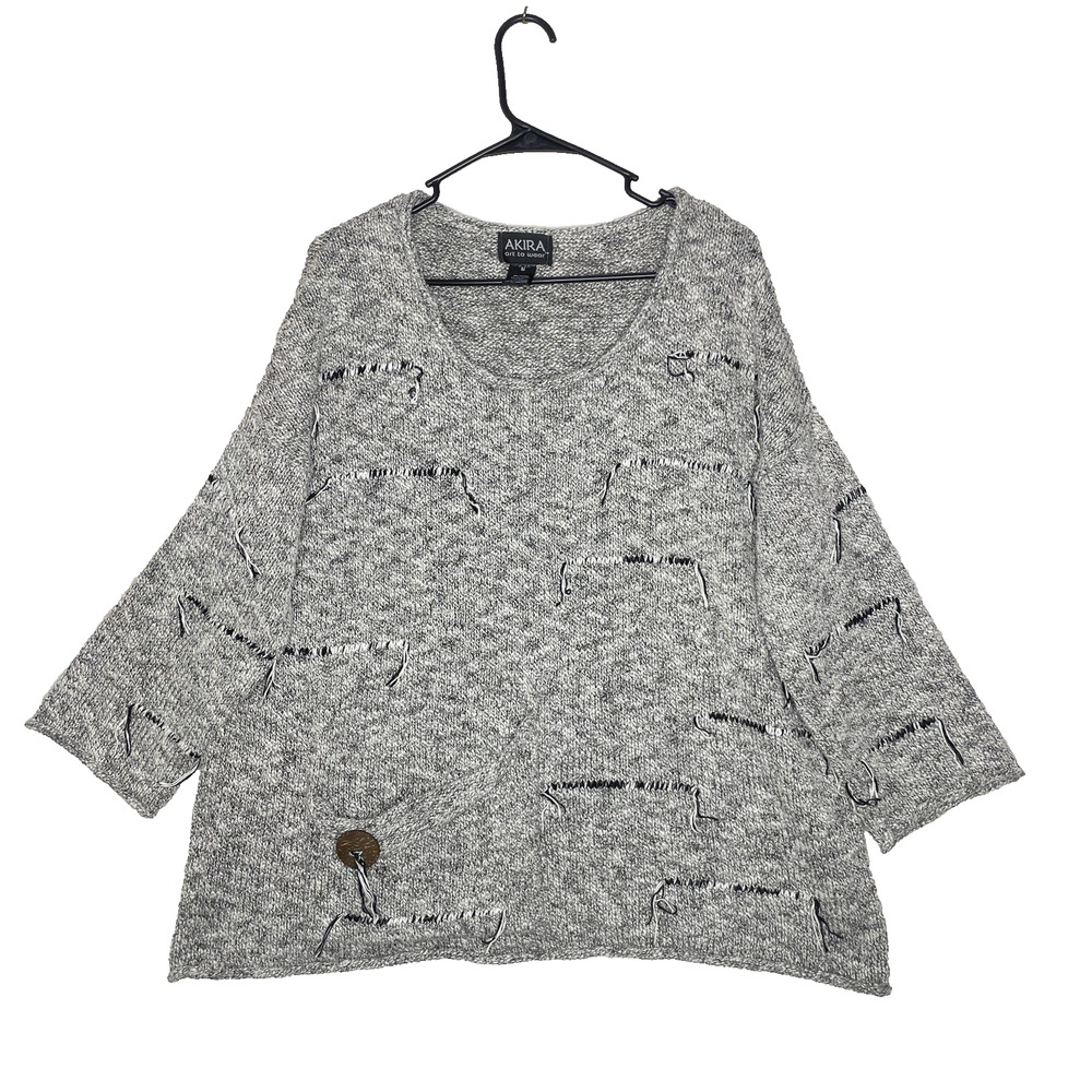AKIRA Gray Crew Neck Sweater